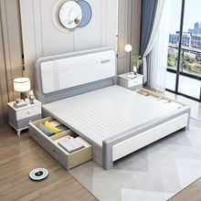 北歐實木床1.8米雙人床1.5單人床1.2m小床小戶型經濟出租房高箱床