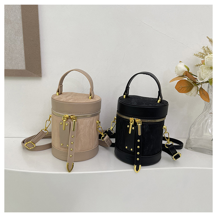Piccola borsa a secchiello cilindrica di alta qualità per le donne, estate 2024, alla moda e versatile_voghion.com