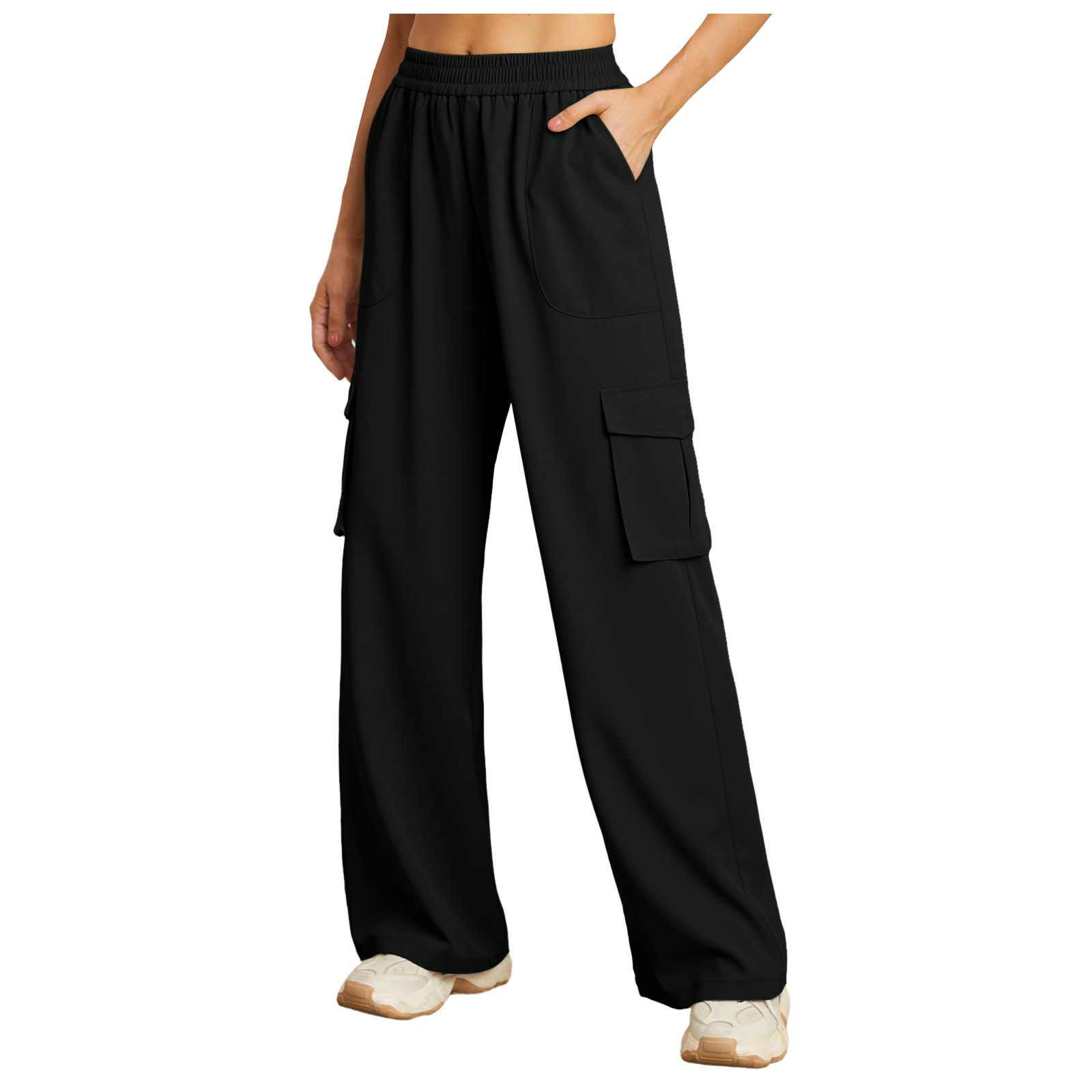 2024 Amazon, comercio exterior europeo y americano, nuevo estilo, bolsillo de color sólido, ropa de trabajo elástica, pantalones casuales