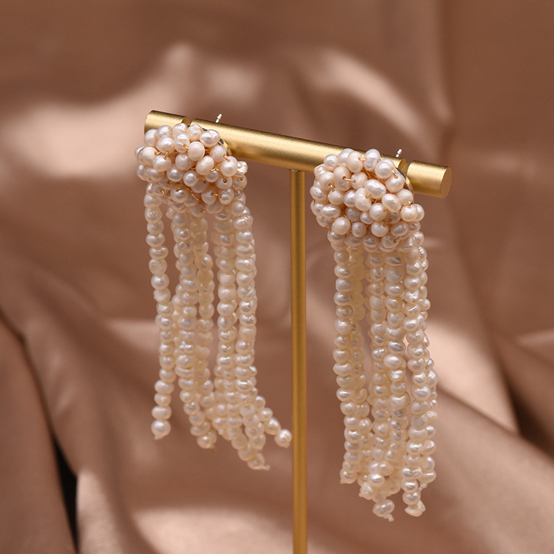 Pearl Earrings,High-grade Pearl Long Tassel Earrings,Retro Niche Design,High-quality Jewelry,Natural