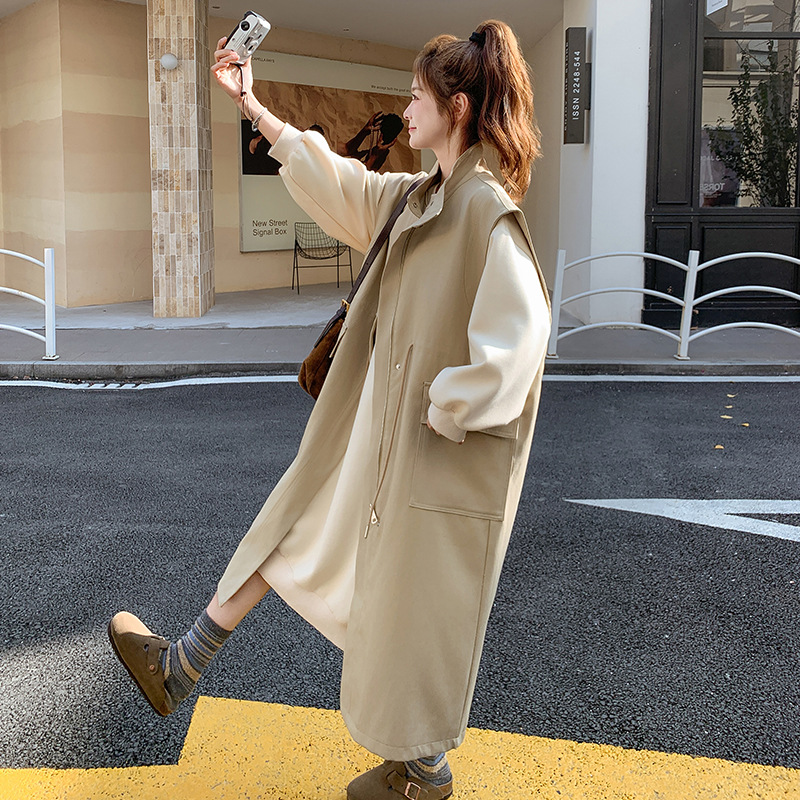 Real Shot of Workwear-Style Trench Coat, Vest, Sweatshirt, Dress Set, Women's Spring and Autumn 2025 New Two-Piece Set, College Style, Korean Style
