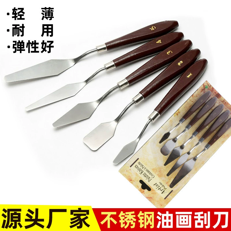 Набор шпателей для гуаши и масляной живописи от производителя: деревянные, из нержавеющей стали, с плоским и заостренным концом, для художественной росписи и раскрашивания.