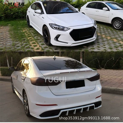 Suitable for Hyundai 16-18 Hyundai Elantra Small Body Kit Modification New Elantra Front Splitter Side Skirts Rear Lip (Big Surrounded)