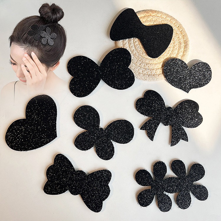 Simple Solid Color Velcro Hair Sticker Magic Sticker Adult Broken Hair Sticker Back Head Patch Bangs Cute Hair Accessories