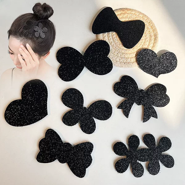 Simple Solid Color Velcro Hair Sticker Magic Sticker Adult Broken Hair Sticker Back Head Patch Bangs Cute Hair Accessories