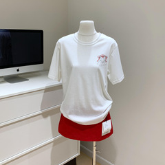 エンジェルヴィーナスホワイト半袖Tシャツレディース2025夏新作ルーズカジュアルラウンドネックトップ