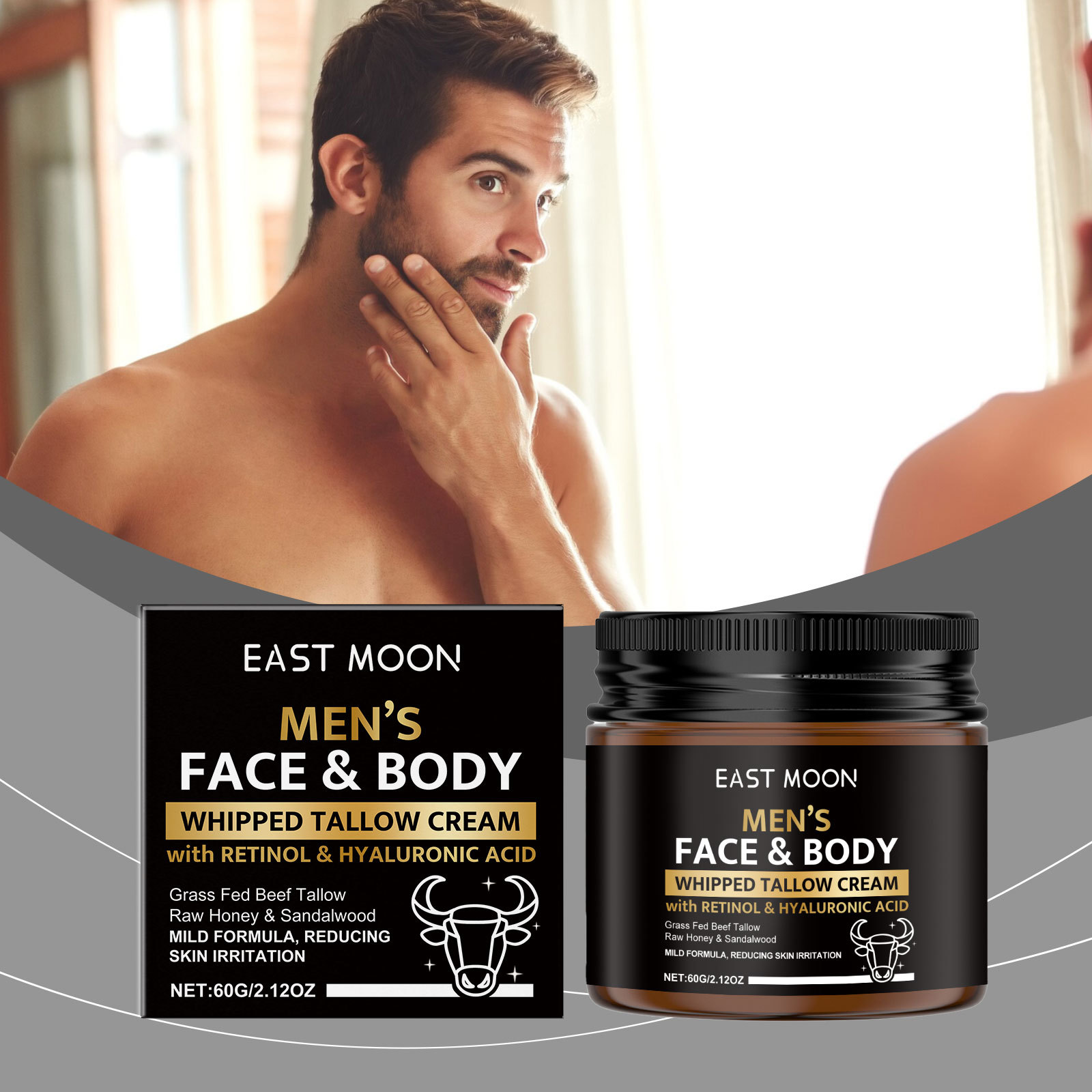 EAST MOON男士面部保湿霜 日常水润清爽亮泽男士肌肤滋养护理面霜