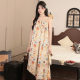 New Nightgown Women's Spring and Summer plus size Cotton Silk dress Style Long Dress Loose and Comfortable Outer Wear Home Clothes