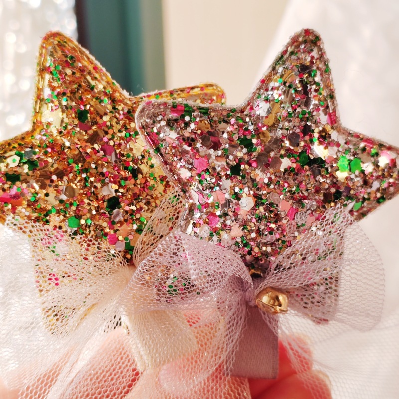 IG Style Sweet Star Bow Knot Cloth Sequins Lace Hair Clip 2 Pieces Set display picture 10