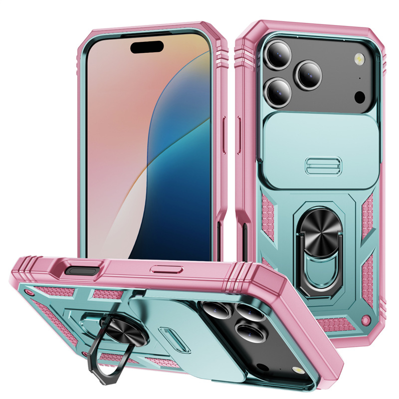 适用iPhone17Pro军事推窗三合一手机壳苹果16指环车载磁吸防摔保 - 9