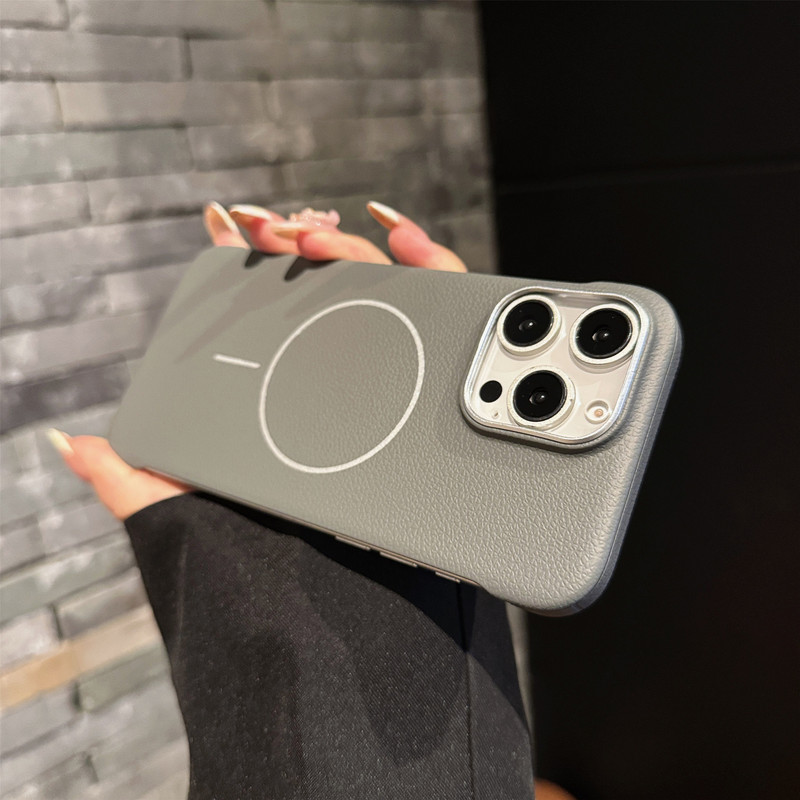 超薄型レザー調フレームレス薄型磁気吸着スマホケース iPhone17promax/Apple16/15対応 保護カバー|undefined