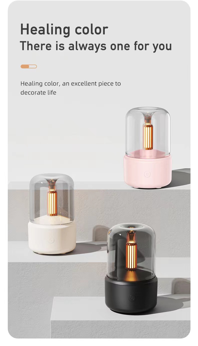 新款创意烛光香薰机 usb插电桌面氛围烛光灯家用香薰加湿器跨境详情25