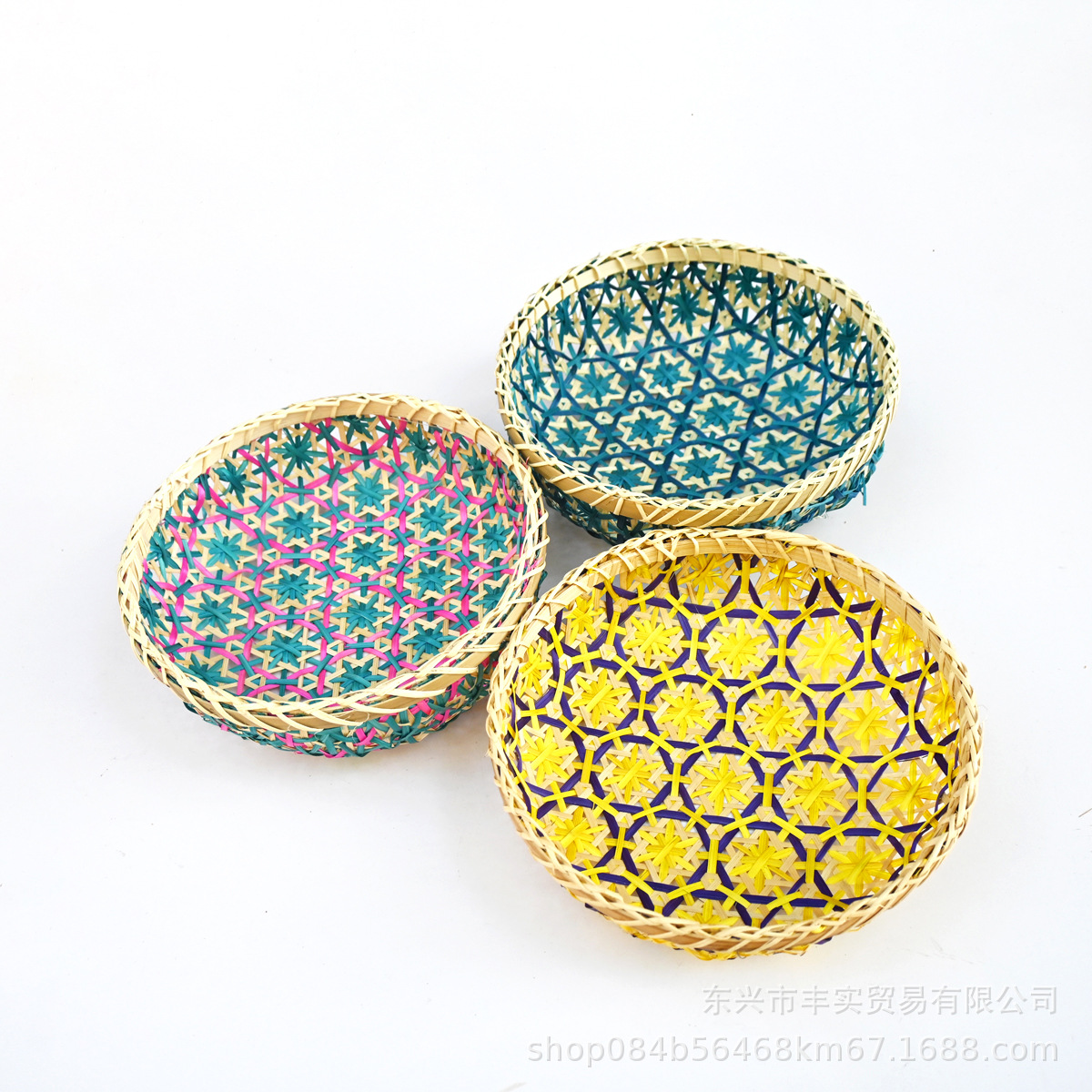 Handmade bamboo woven baskets for fruits, vegetables, eggs, snacks, desktop storage baskets, kitchen and household round baskets