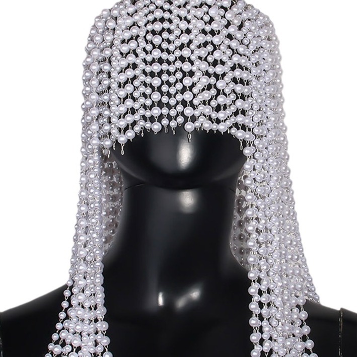 Amazon Hot sale de perlas largas cadenas de cabello exageradas ping toques accesorios de hip hop cadena de cabello