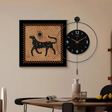 餐厅时钟挂画高级感法式中古风厨房饭厅装饰画美拉德复客厅钟表画