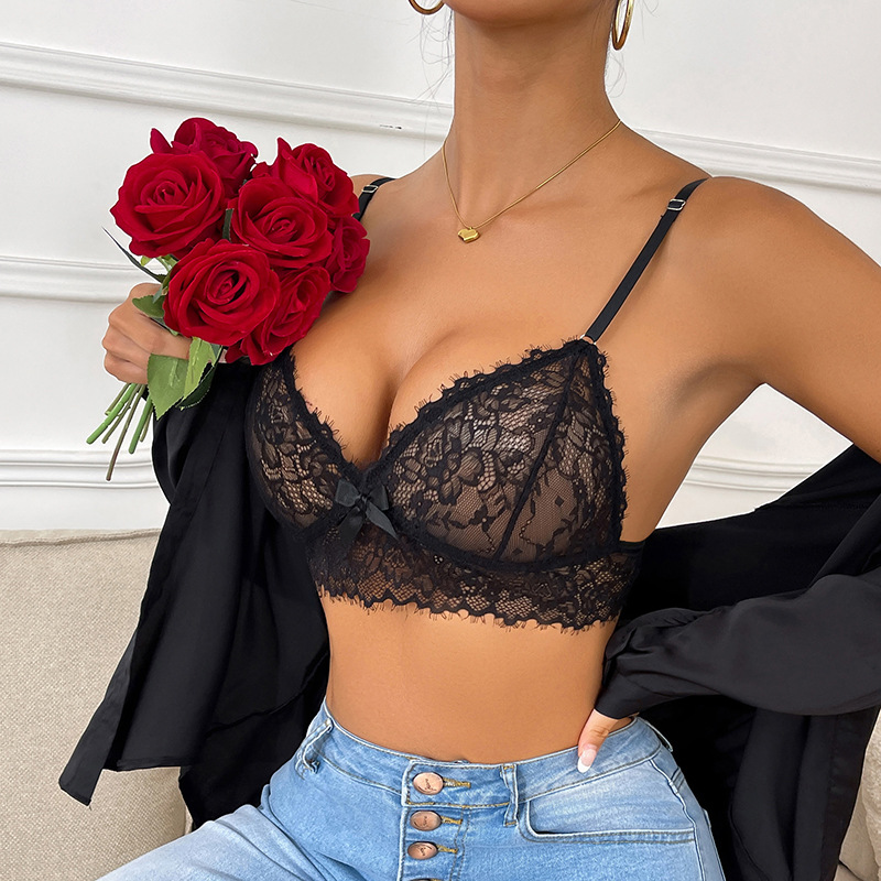 Sexy verano europeo y americano nuevo estilo con cuello en V encaje sin espalda tirantes ropa interior chaleco transparente tubo superior temperamento delgado