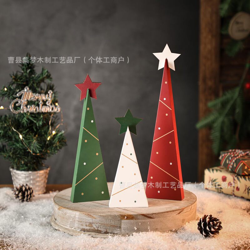 跨境新品圣诞节圣诞树桌面装饰家居装饰木质工艺品DIY桌面摆件|undefined