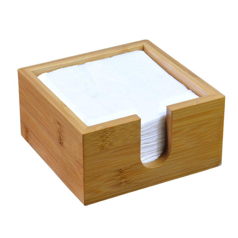 Caja de toallas cuadradas comerciales de restaurantes occidentales de restaurantes de toallas de bambú multifuncional caja de almacenamiento de toallas verticales
