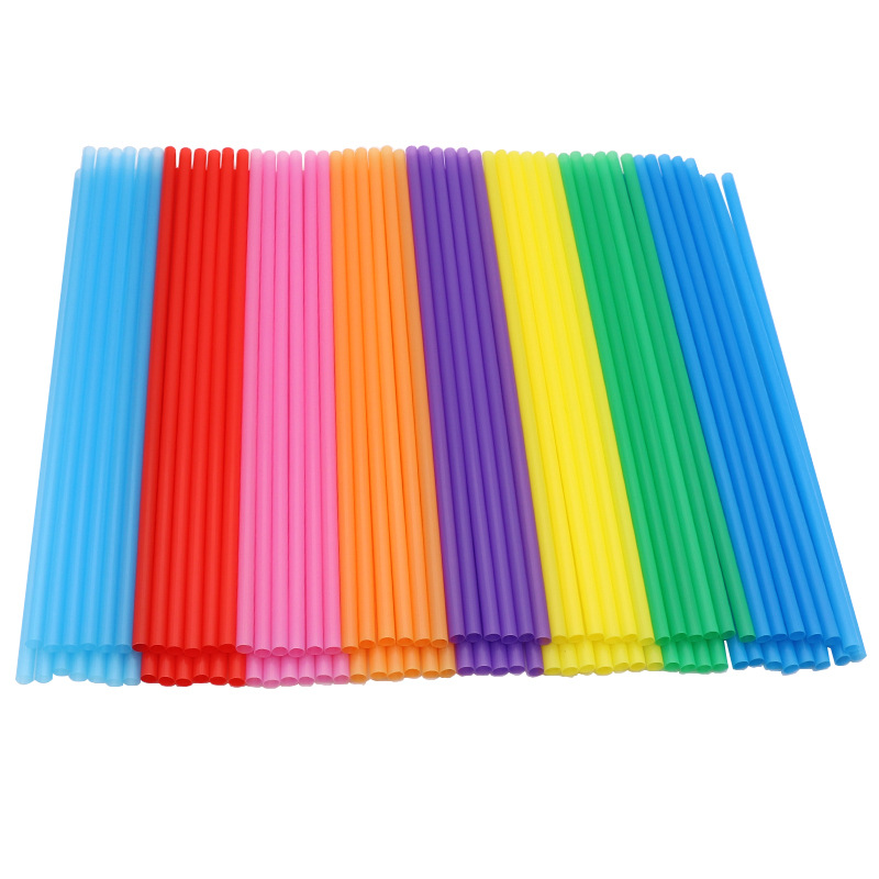Transfronterizo en stock 6mm color paja recta plana paja de plástico desechable PP niños hechos a mano DIY lavanda