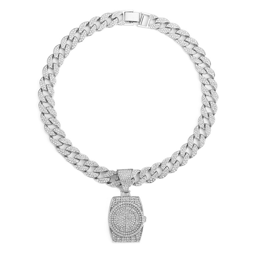 Nicho original hip hop retro punk gargantilla completa diamante reloj colgante europeo y americano de los hombres del todo-fósforo collar cubano
