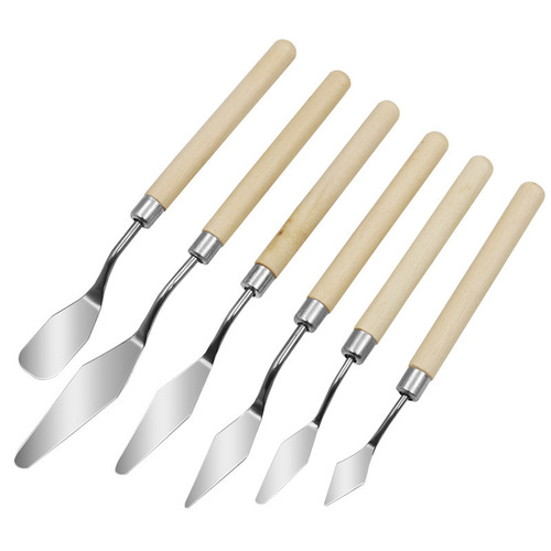 Stainless steel acrylic watercolor scraper, wooden handle painting color knife oil painting knife wholesale of student art supplies 