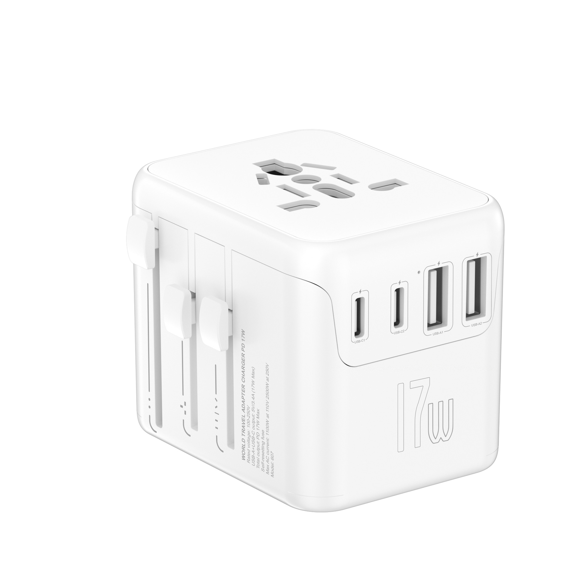 全球通转换插头17W插座一转多2U2C多插位跨境旅行留学插座转换器