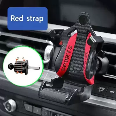 Car phone holder air outlet gravity car navigation - new-racing-seat-cell-phone-holder-red-and-black-ribbon-style-hook-short-hook