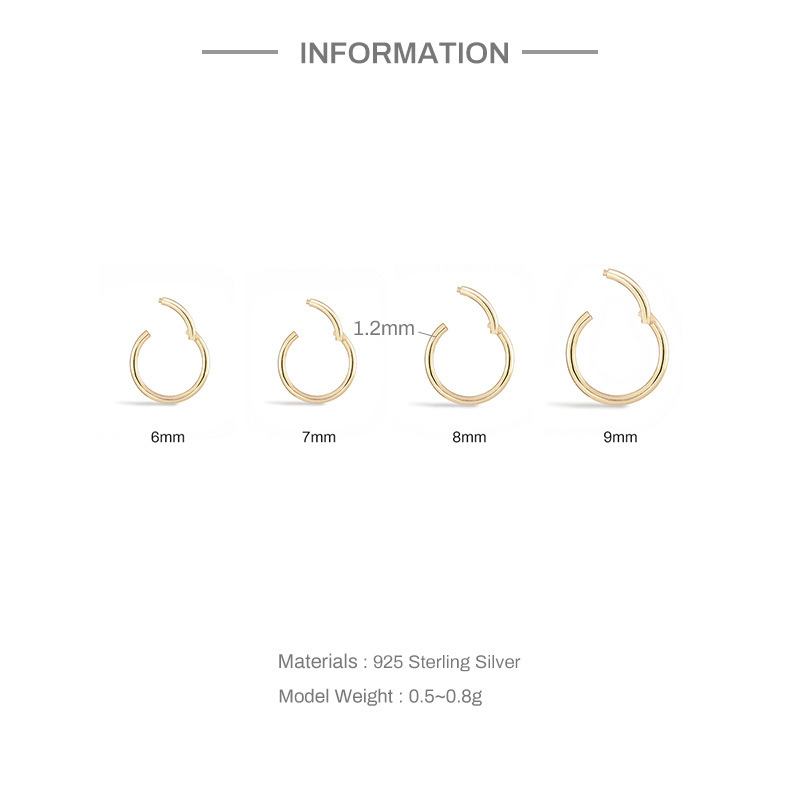 11g Weight Zircon Inlay Material 1 Piece Ear Cartilage Rings & Studs Fashion Geometric 925 Sterling Silver Zircon