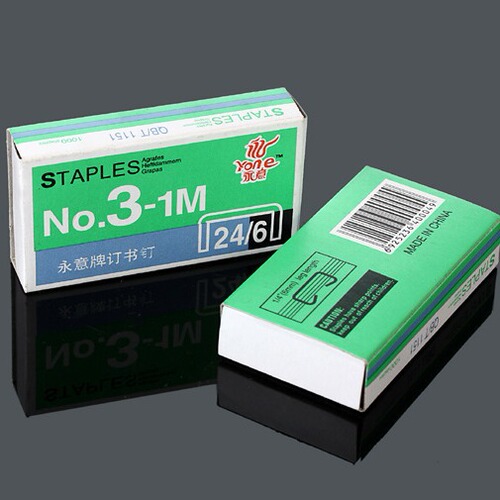24-6 small universal staples small color box staples 1000 pieces boxed Yongyi No. 12 wholesale