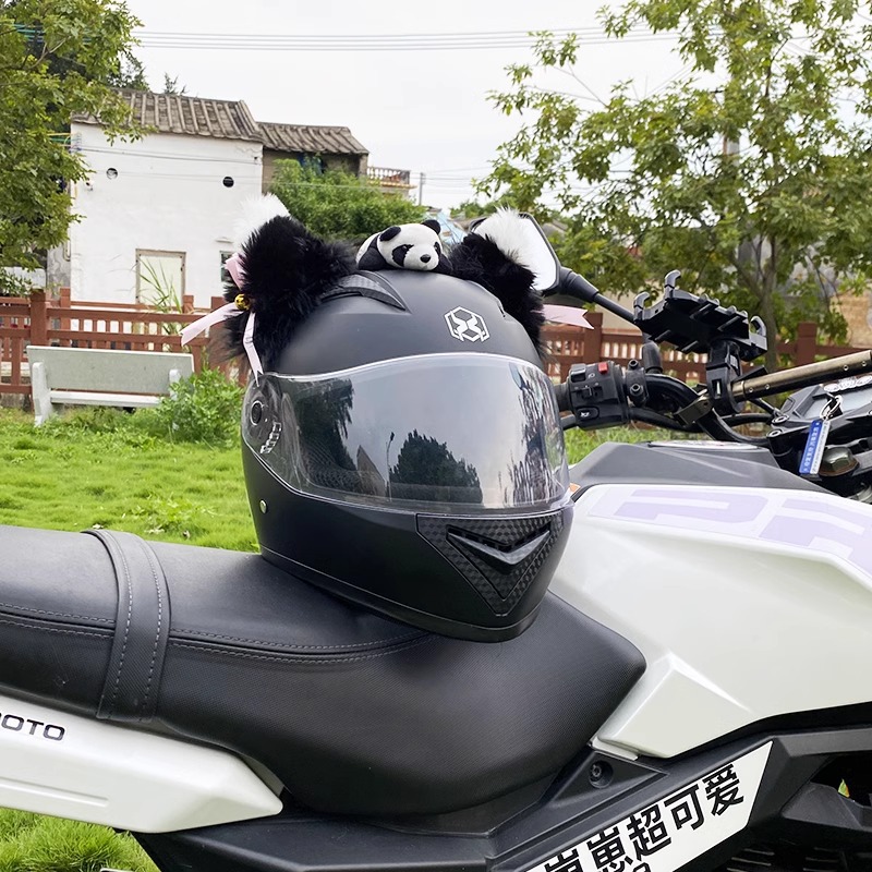 Black White Pink Long Bow Cat Ear Helmet Decoration Motorcycle Helmet Accessories