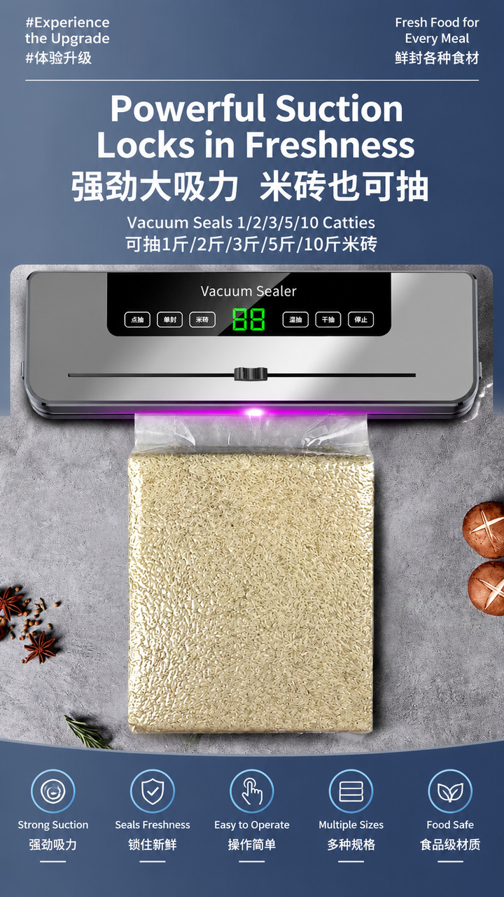 Vacuum sealer fully automatic food packaging dry and wet use