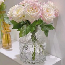 冰川纹手工玻璃ins 风花瓶客厅摆件鲜花干花插花水养水培透明花器