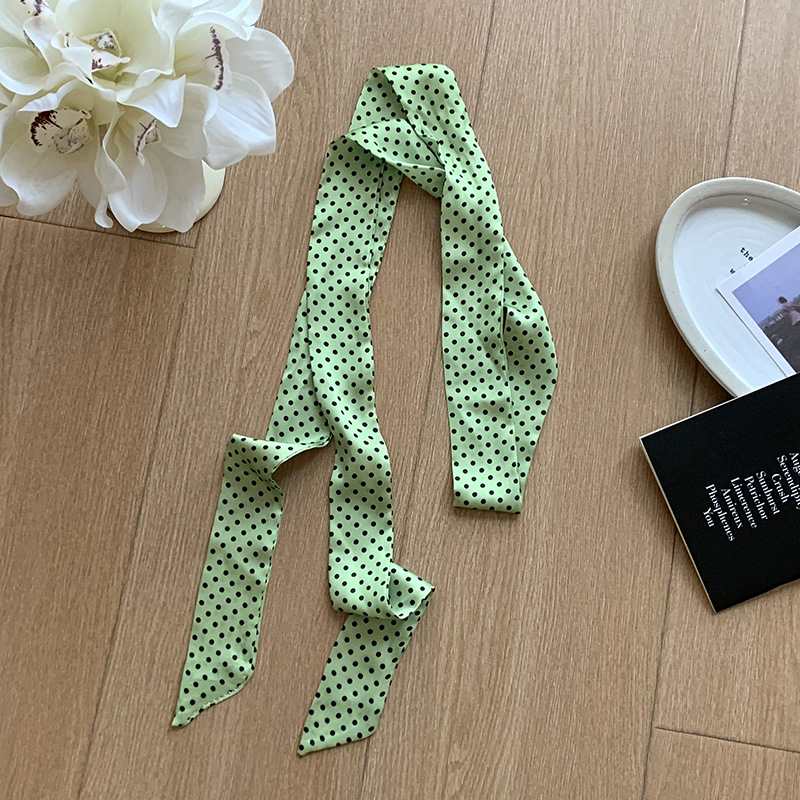 Pañuelo, bufanda de seda, tira larga, estilo de primavera y verano de alta calidad, lunares de moda, esquinas afiladas, bolsa de toalla de seda para mujer, cinturón multiusos