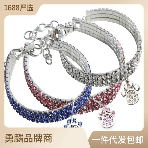 Factory direct sale pet collar crystal elastic necklace including pendant collar dog accessories wholesale