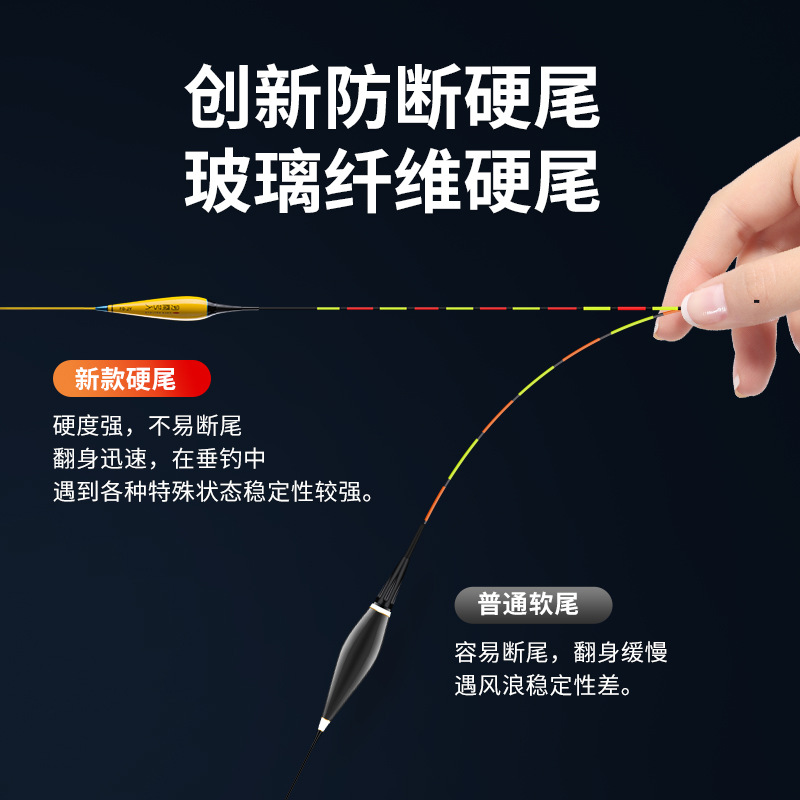 民间艺人 Silver carp float day and night hard tail luminous float bite hook color change electronic drift eye-catching big fish float