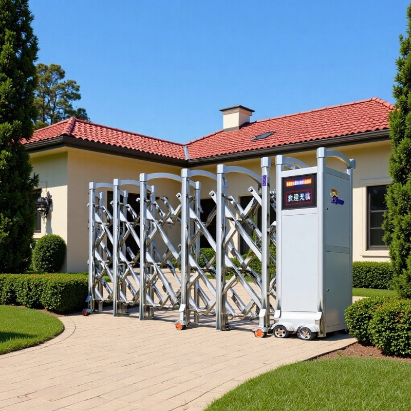 伸缩电动大门工厂学校小区不锈钢全自动遥控智能电动伸缩门折叠门