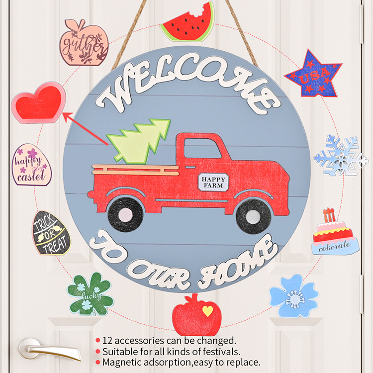 Wholesale Cartoon Pattern Wooden Car Door Hanging Christmas Decoration Nihaojewelry display picture 13