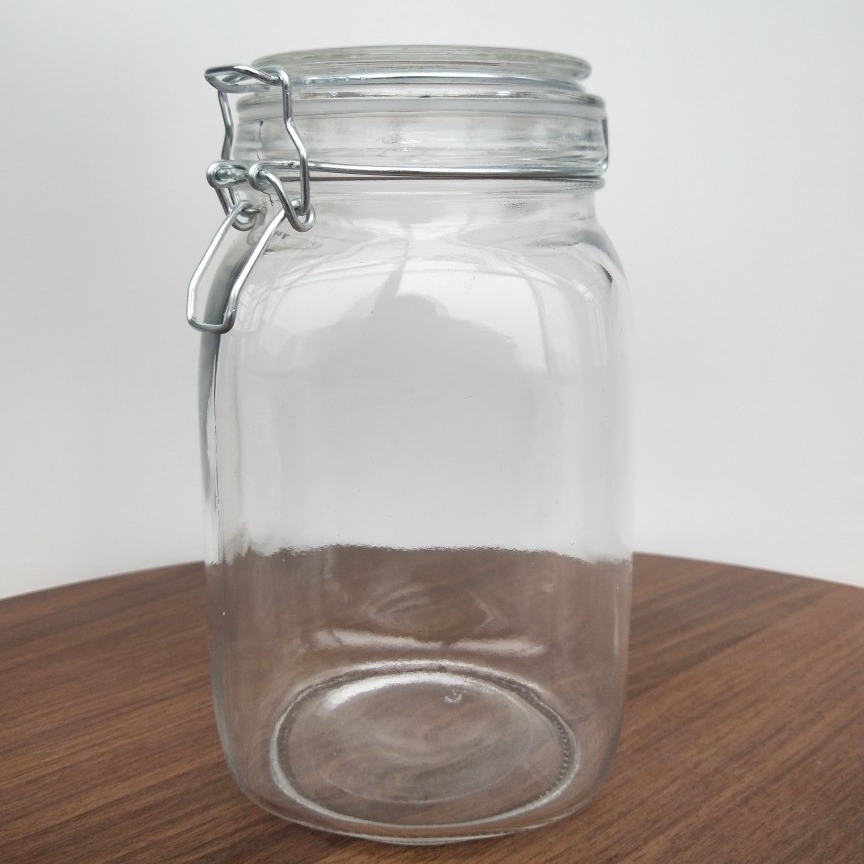 1500ml玻璃密封收纳瓶储物罐蜂蜜瓶带卡扣圆形方形透明蜂蜜罐柠檬