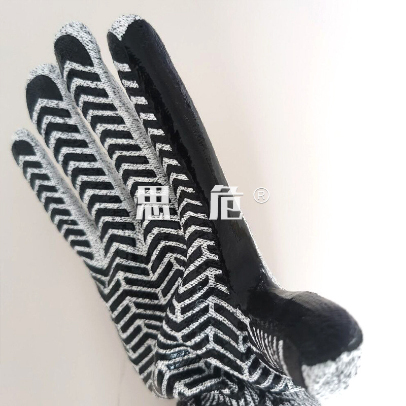 新防切割硅胶虎口加强手套防滑防割手套5级HPPE耐磨手部防护手套