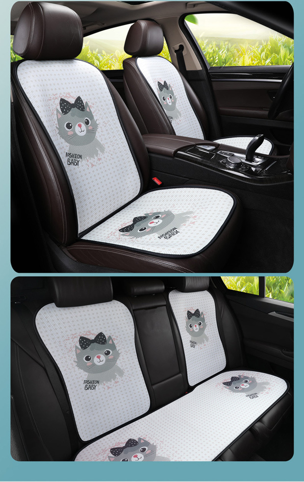 Car Seat Cushion Single Piece Summer Cooling Pad Cartoon Car Cushion Single Seat Pad Universal for All Seasons Ice Silk Three-Piece Set Seat Cushion