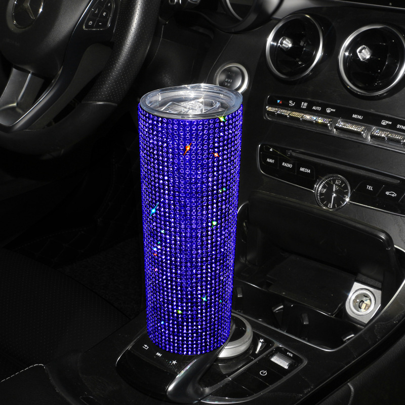 Sudeste de Asia taza fría transfronteriza flash diamante lindo portátil taza de agua diamante incrustado taza recta 20oz de acero inoxidable taza de bolsillo