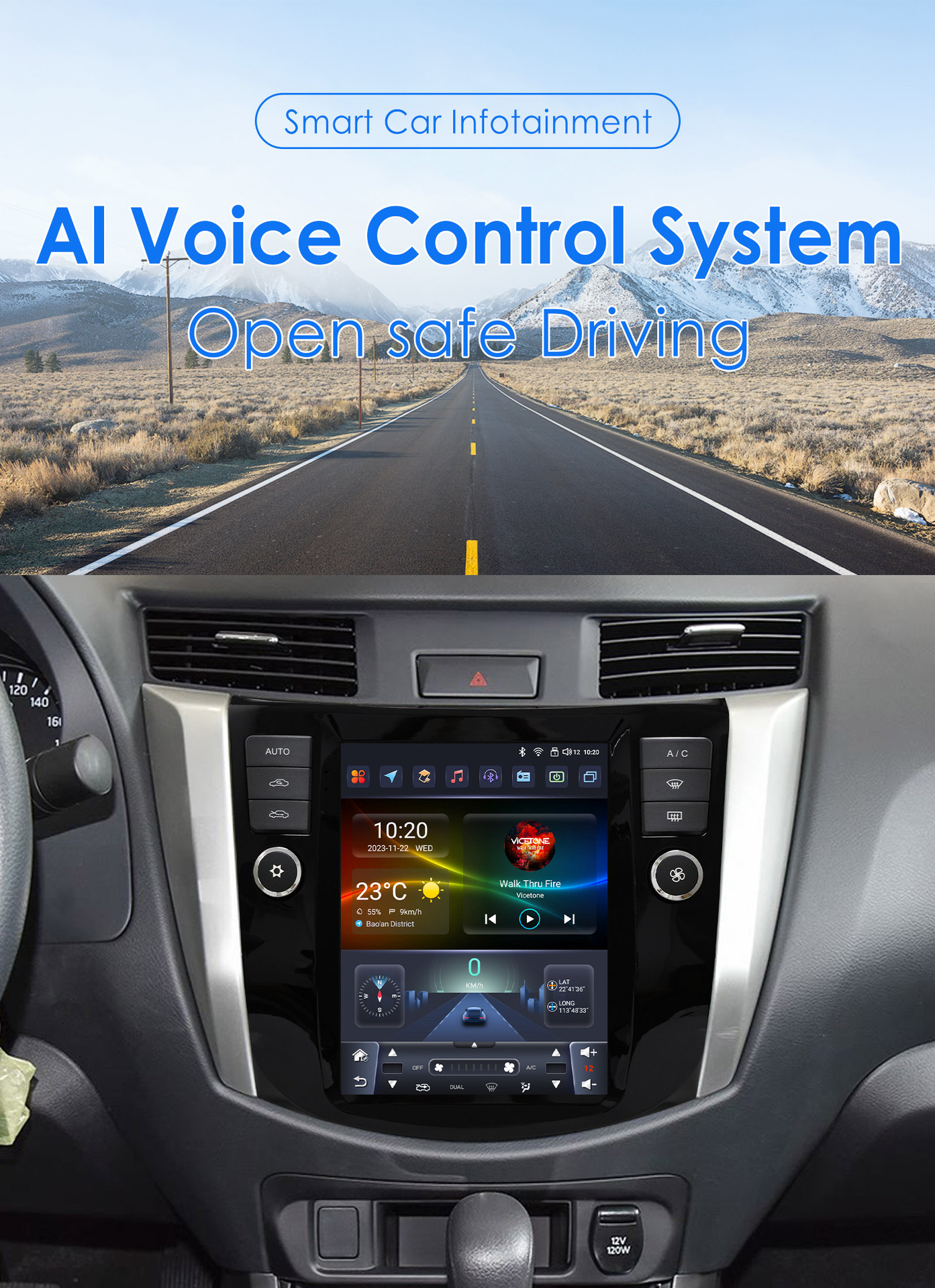 9.7inch Suitable for 16-22 Nissan Navara Android Vertical Screen Car Navigator with Reversing Image All-In-One Machine