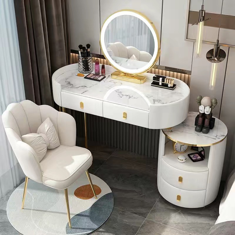 Platinum cm table + cabinet + smart mirror + petal chair