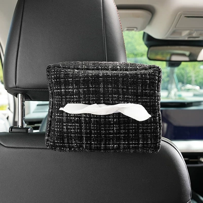 Car Tissue Box, Small Fragrant Style: Car tissue box/set - chanel-style-black-tissue-box