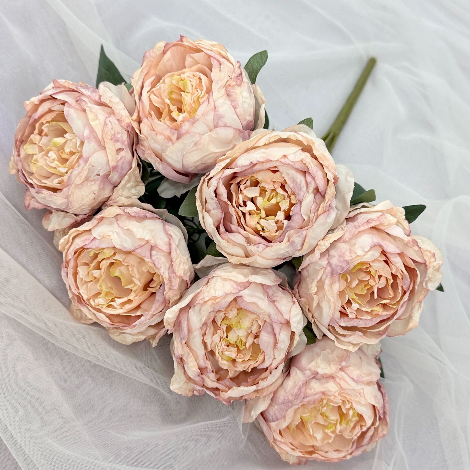 Paño cepillado 7-cabeza ardiente borde peonía ins beiouyang peonía flor falsa interior mesa de comedor floral artificial Bouquet Decoración