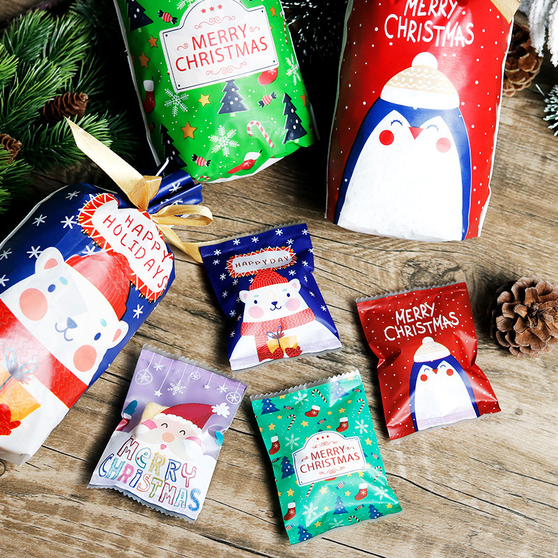 2026圣诞新款雪花酥包装袋烘焙产品通用自封袋糖果零食机封包装袋
