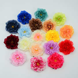 仿真花新牡丹花朵婚礼背景花墙插花装饰桌花制作跨境专供牡丹花头