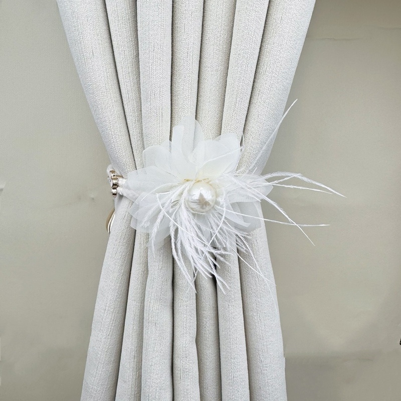 Cross-border supply simple wind curtain binding belt creative three-dimensional mesh flower decorative lanyard princess wind curtain buckle