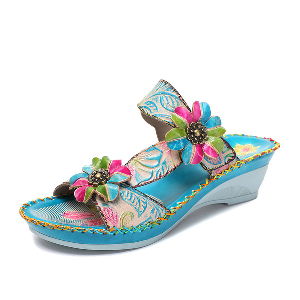 blue beach ethnic retro sandals