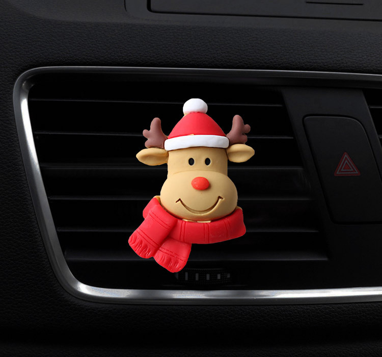 Christmas Festival Car-Mounted Air Conditioning Aromatherapy Decorations Gift Santa Claus Elk Bell Car Ventilator Perfume Clip Ornaments